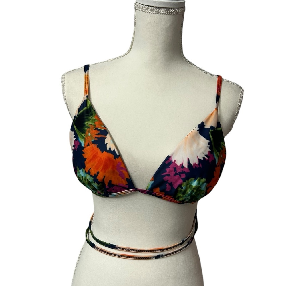 PRAIA by DAYANARA DURAN floral bikini swim top Size L NWOT